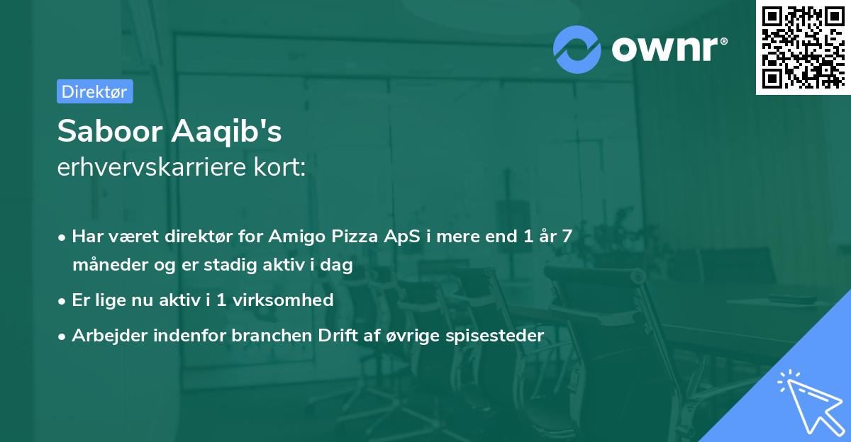 Saboor Aaqib's erhvervskarriere kort