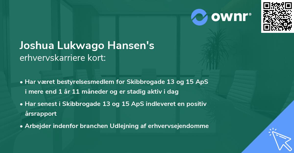 Joshua Lukwago Hansen's erhvervskarriere kort