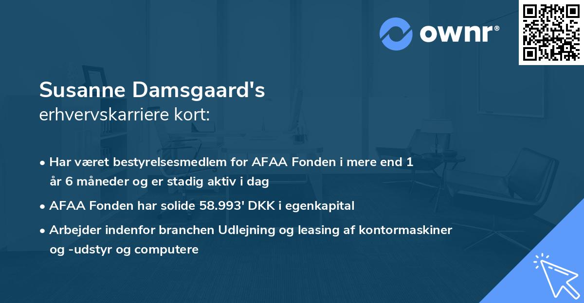 Susanne Damsgaard's erhvervskarriere kort