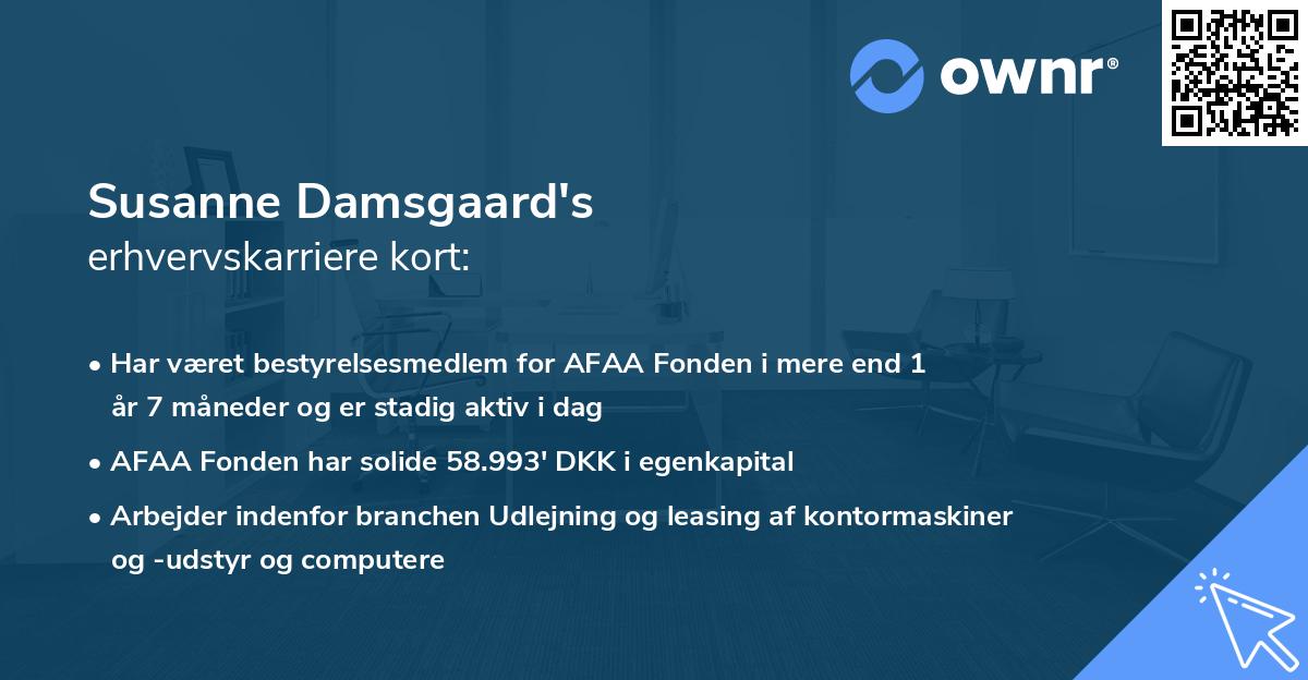 Susanne Damsgaard's erhvervskarriere kort