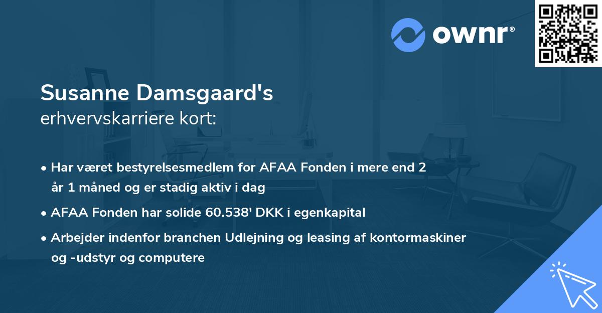 Susanne Damsgaard's erhvervskarriere kort