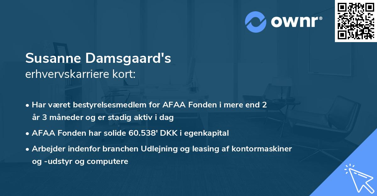 Susanne Damsgaard's erhvervskarriere kort