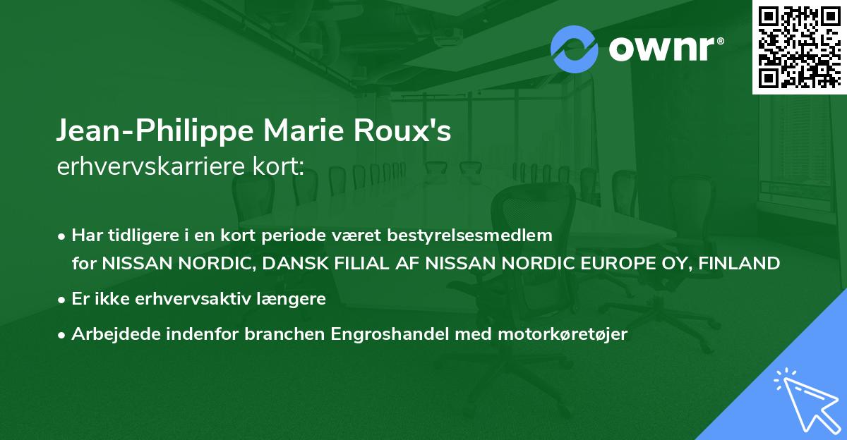 Jean-Philippe Marie Roux's erhvervskarriere kort