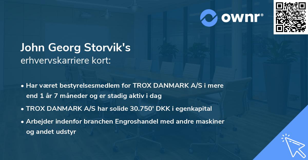 John Georg Storvik's erhvervskarriere kort