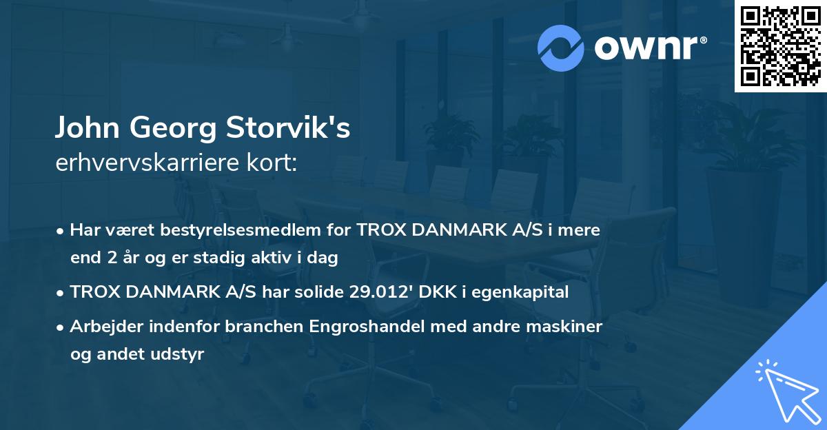 John Georg Storvik's erhvervskarriere kort
