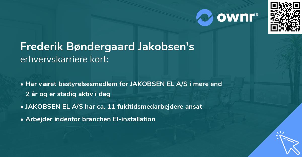 Frederik Bøndergaard Jakobsen's erhvervskarriere kort