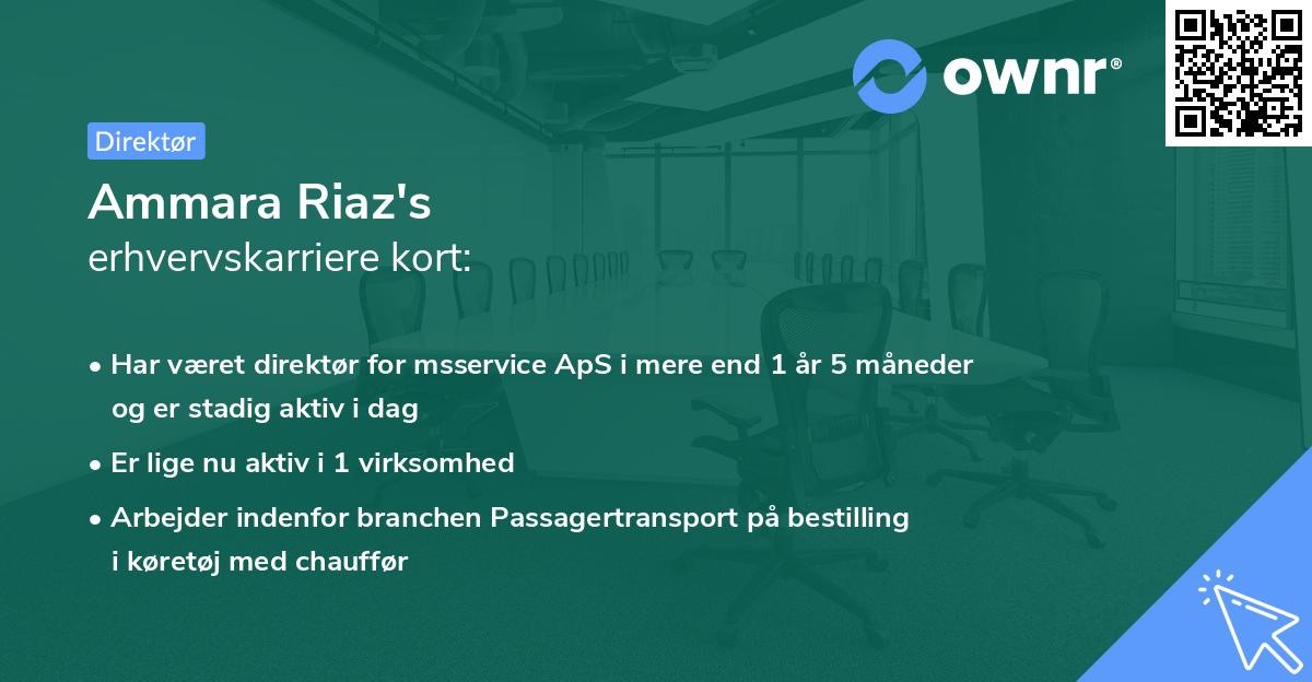 Ammara Riaz's erhvervskarriere kort