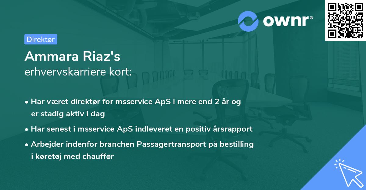 Ammara Riaz's erhvervskarriere kort