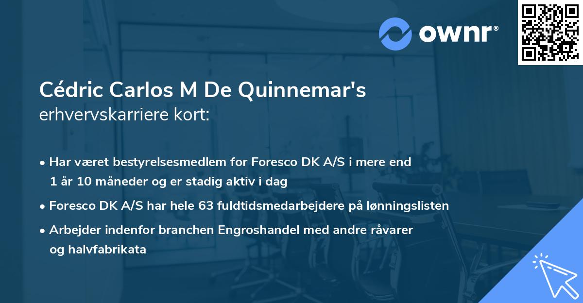 Cédric Carlos M De Quinnemar's erhvervskarriere kort
