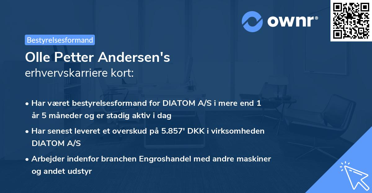 Olle Petter Andersen's erhvervskarriere kort