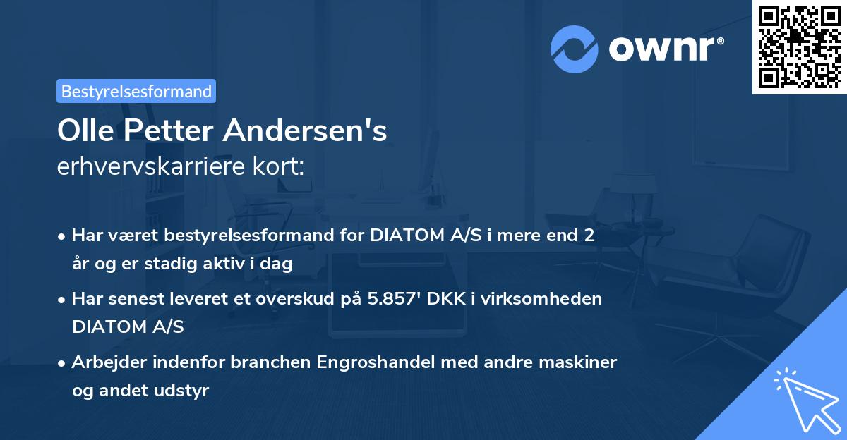 Olle Petter Andersen's erhvervskarriere kort