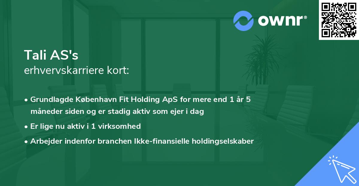 Tali AS's erhvervskarriere kort