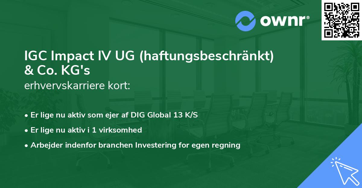 IGC Impact IV UG (haftungsbeschränkt) & Co. KG's erhvervskarriere kort