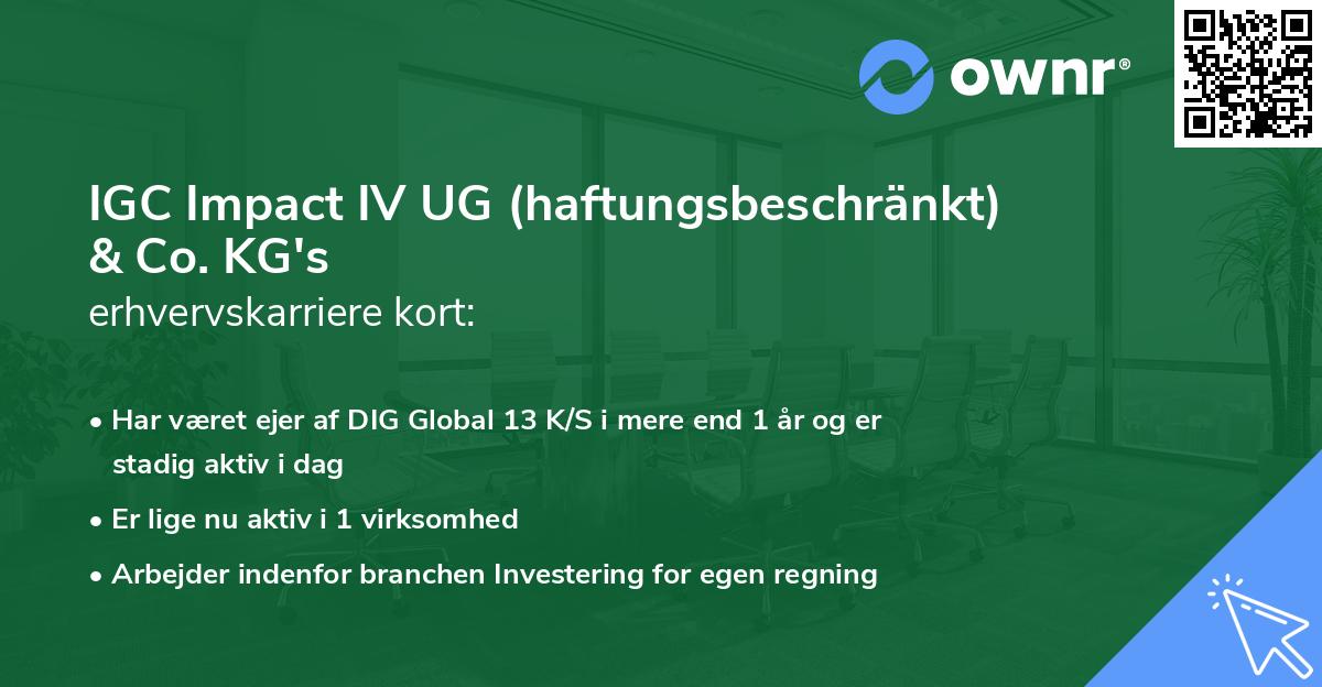 IGC Impact IV UG (haftungsbeschränkt) & Co. KG's erhvervskarriere kort