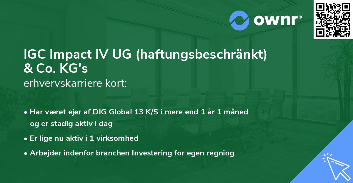 IGC Impact IV UG (haftungsbeschränkt) & Co. KG's erhvervskarriere kort
