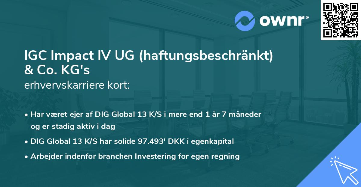 IGC Impact IV UG (haftungsbeschränkt) & Co. KG's erhvervskarriere kort