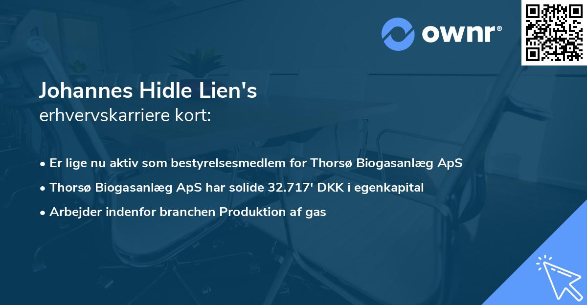 Johannes Hidle Lien's erhvervskarriere kort