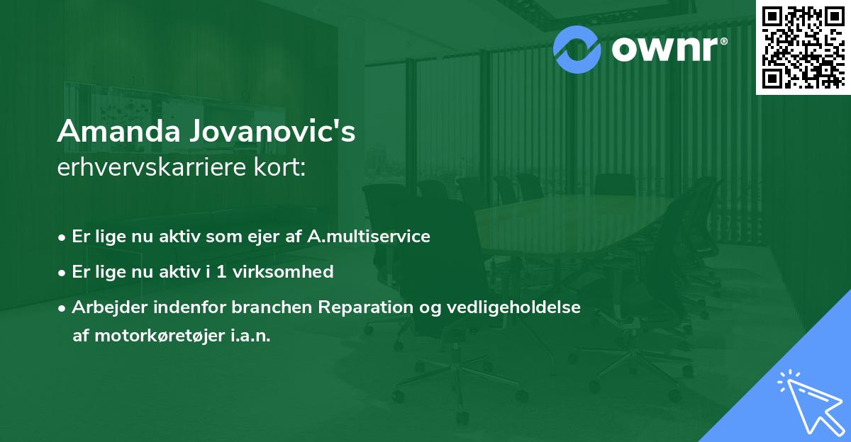 Amanda Jovanovic's erhvervskarriere kort