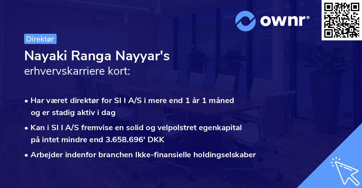 Nayaki Ranga Nayyar's erhvervskarriere kort