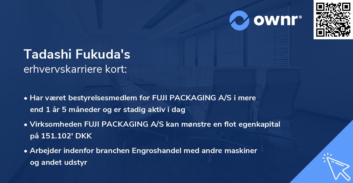 Tadashi Fukuda's erhvervskarriere kort