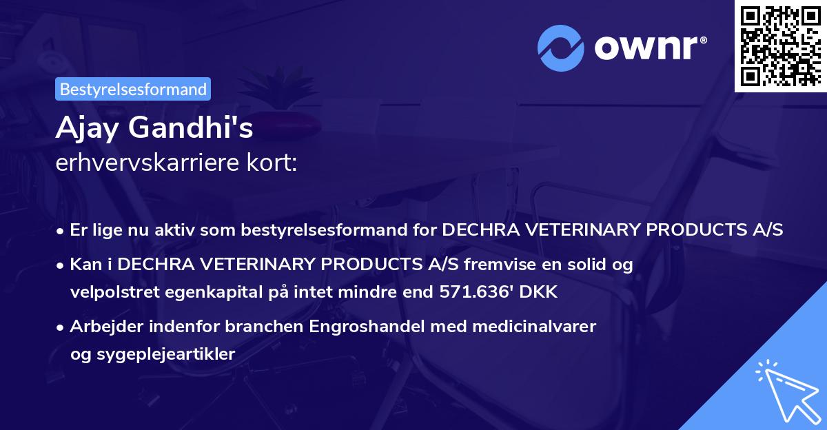 Ajay Gandhi's erhvervskarriere kort