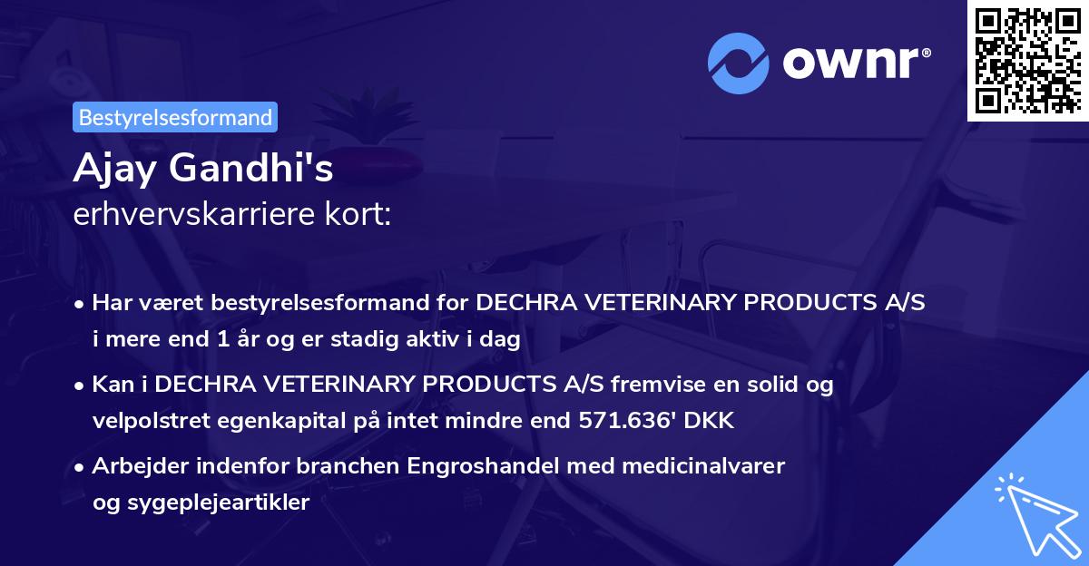 Ajay Gandhi's erhvervskarriere kort