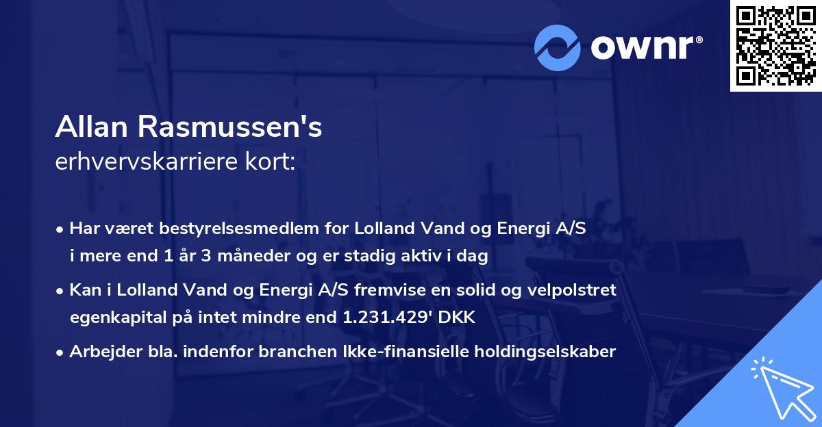 Allan Rasmussen's erhvervskarriere kort