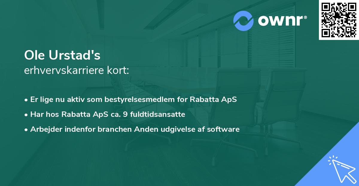 Ole Urstad's erhvervskarriere kort