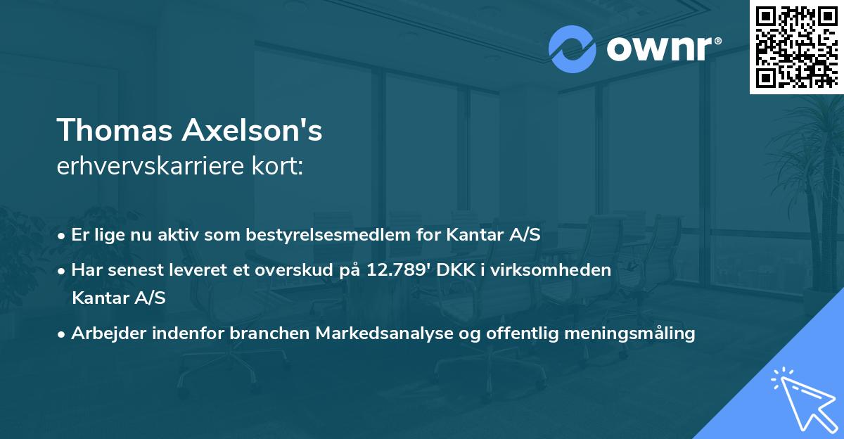 Thomas Axelson's erhvervskarriere kort