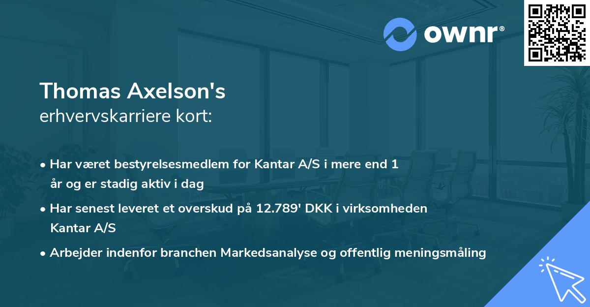 Thomas Axelson's erhvervskarriere kort