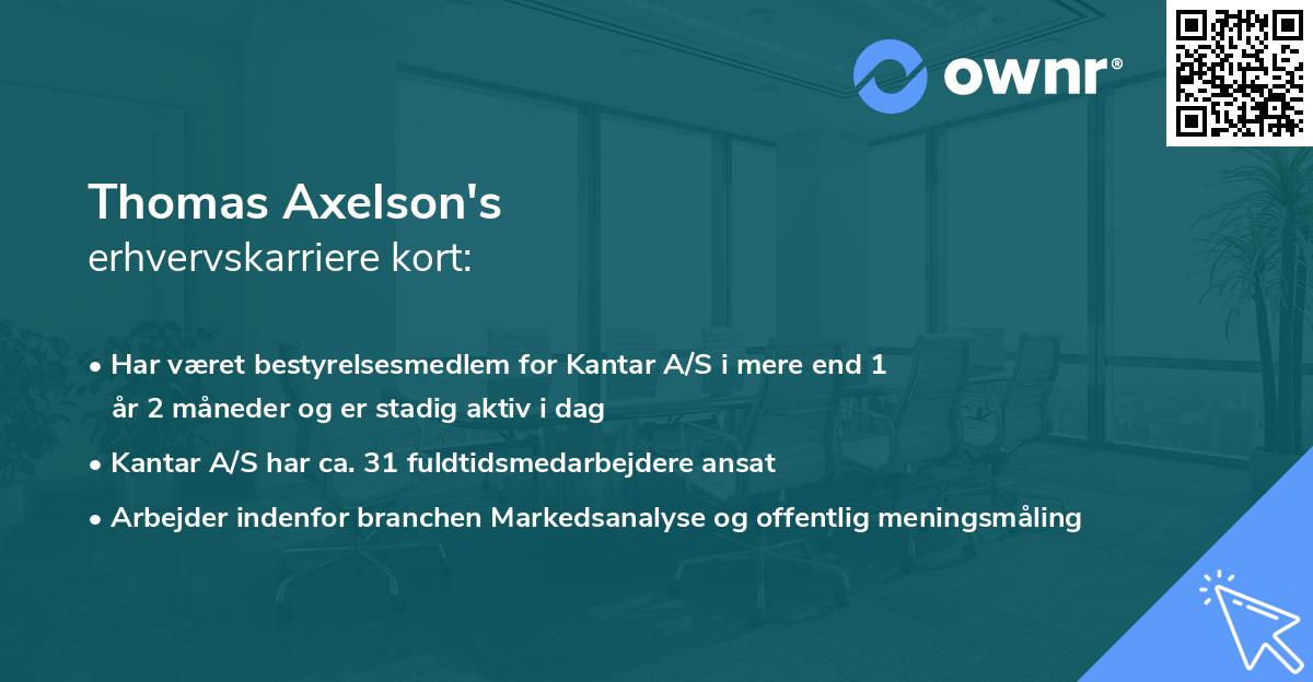 Thomas Axelson's erhvervskarriere kort