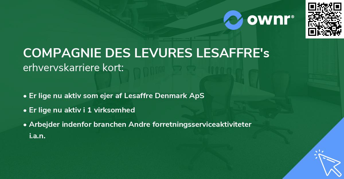 COMPAGNIE DES LEVURES LESAFFRE's erhvervskarriere kort