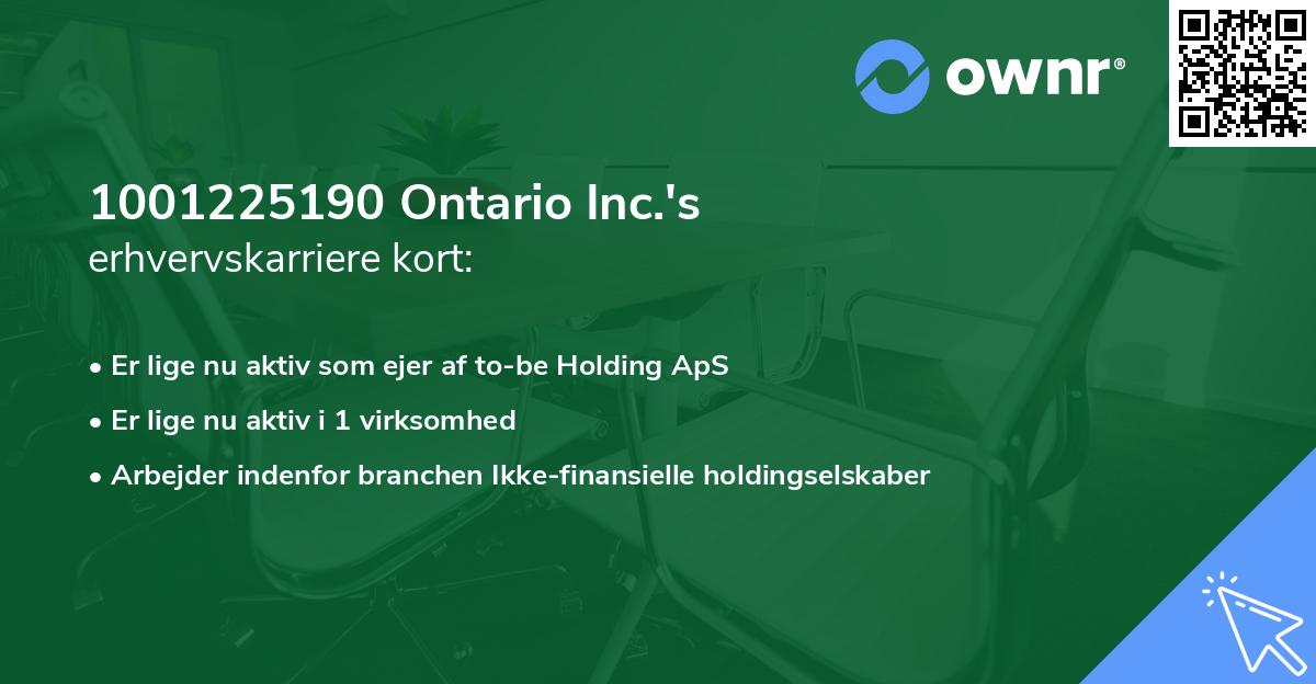 1001225190 Ontario Inc.'s erhvervskarriere kort