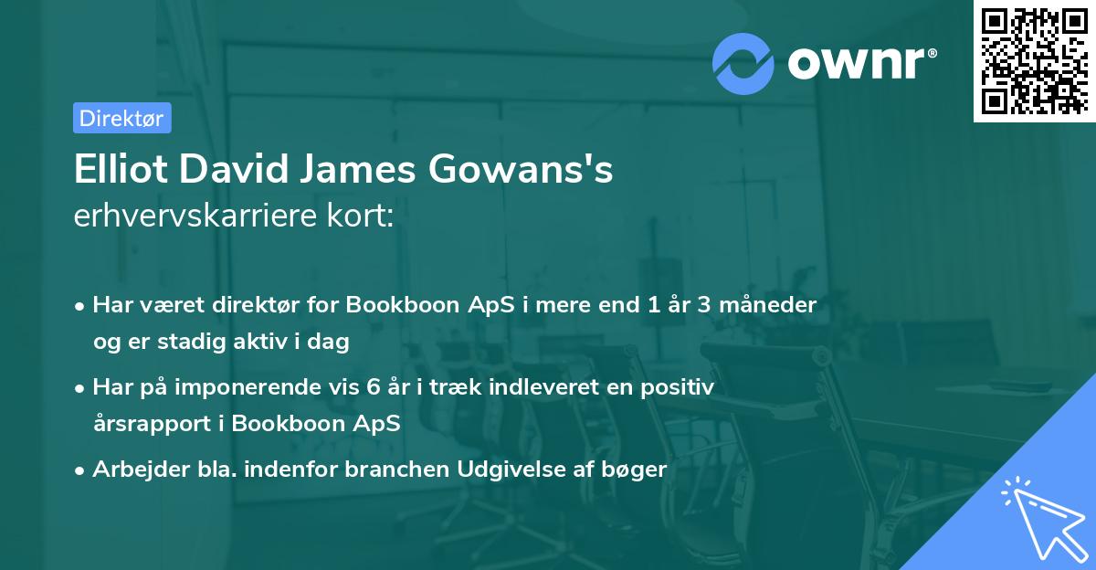 Elliot David James Gowans's erhvervskarriere kort