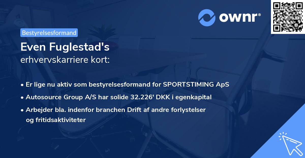 Even Fuglestad's erhvervskarriere kort