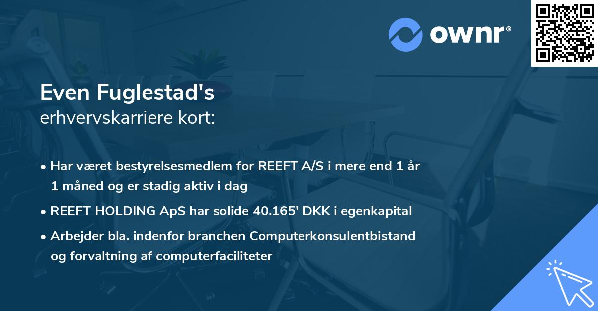 Even Fuglestad's erhvervskarriere kort