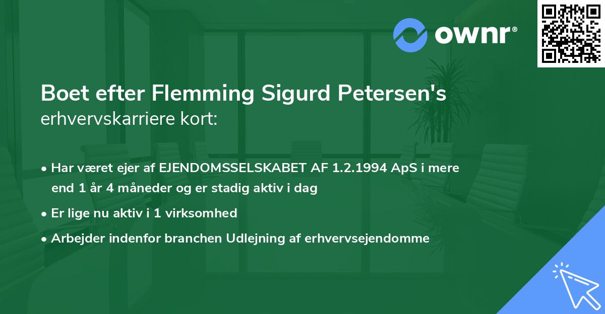 Boet efter Flemming Sigurd Petersen's erhvervskarriere kort