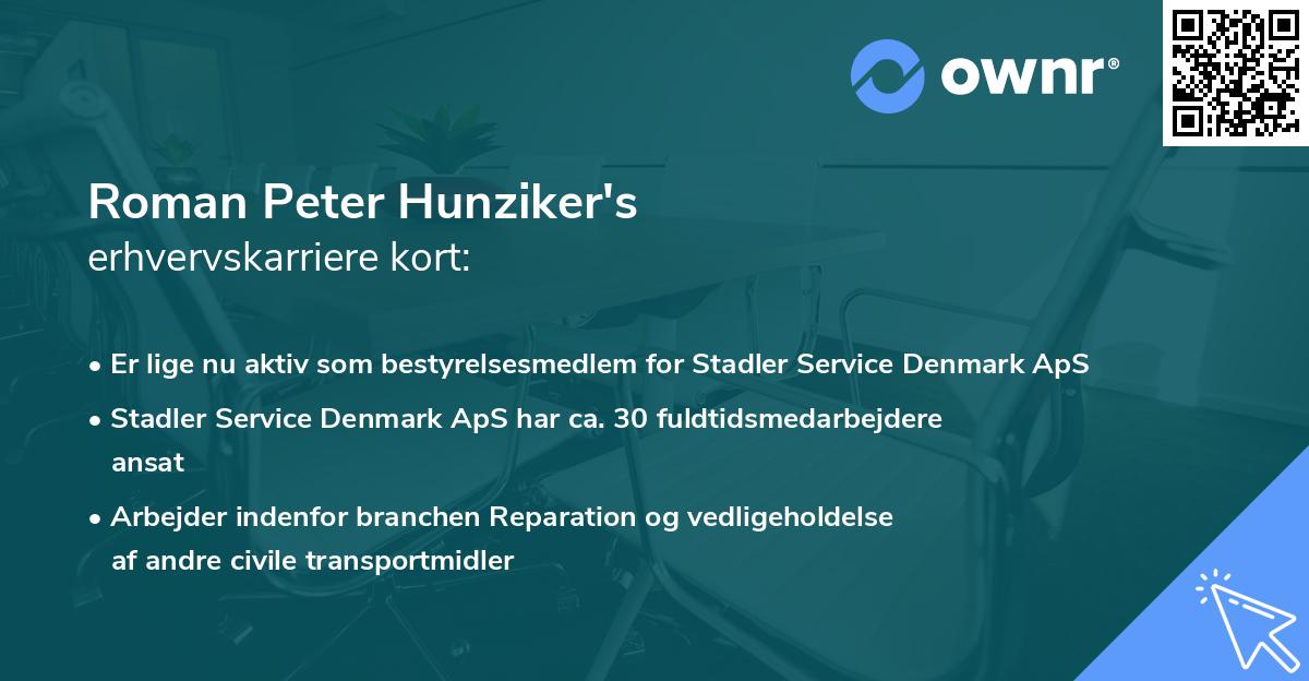 Roman Peter Hunziker's erhvervskarriere kort