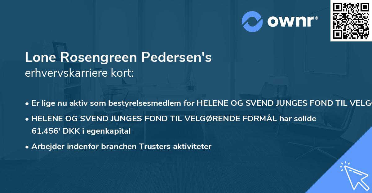 Lone Rosengreen Pedersen's erhvervskarriere kort