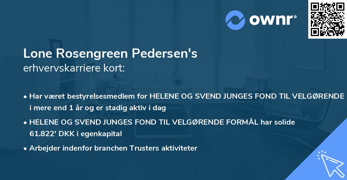 Lone Rosengreen Pedersen's erhvervskarriere kort