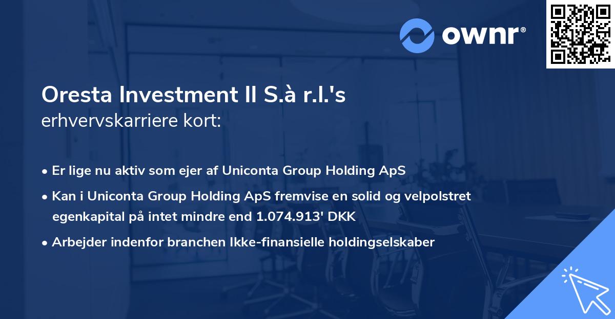 Oresta Investment II S.à r.l.'s erhvervskarriere kort
