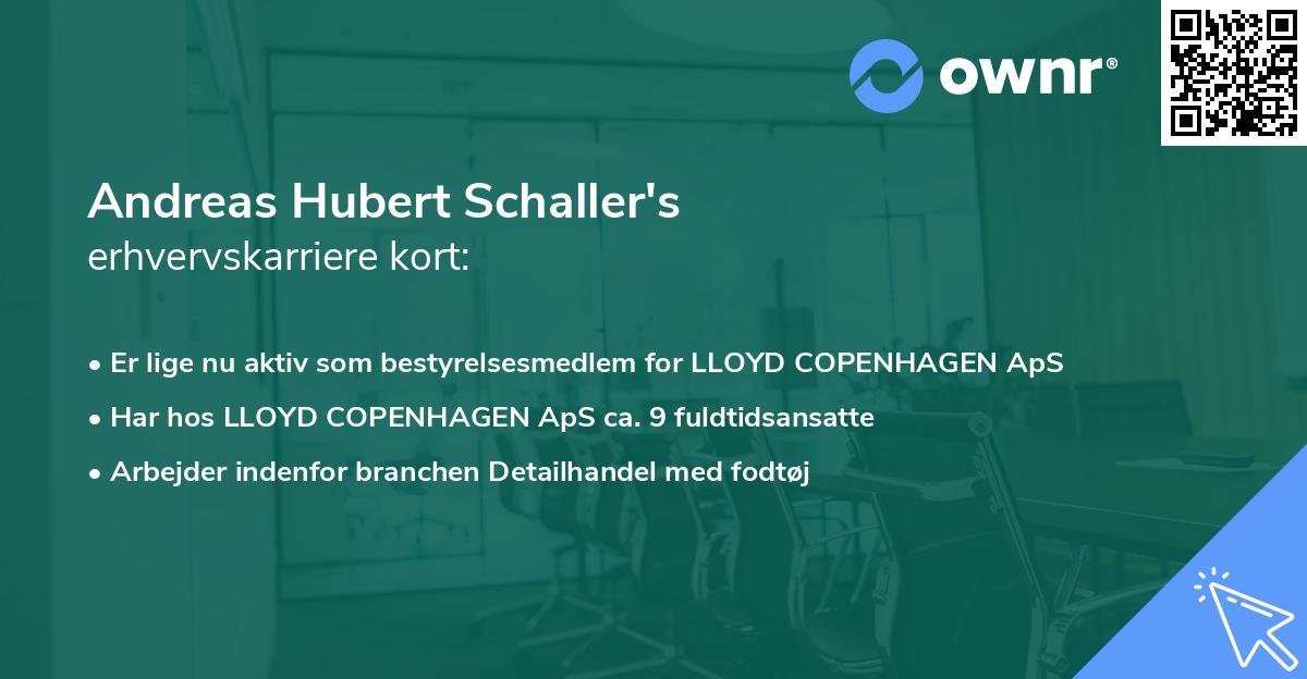 Andreas Hubert Schaller's erhvervskarriere kort