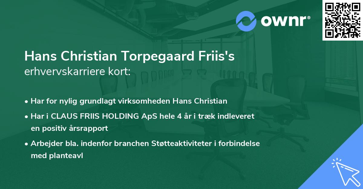 Hans Christian Torpegaard Friis's erhvervskarriere kort