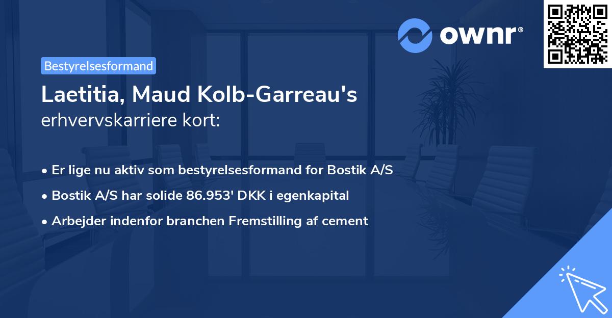 Laetitia, Maud Kolb-Garreau's erhvervskarriere kort