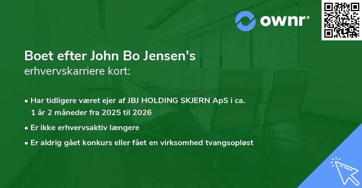 Boet efter John Bo Jensen's erhvervskarriere kort