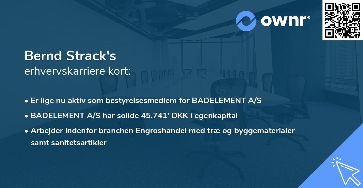 Bernd Strack's erhvervskarriere kort