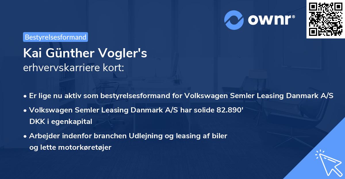 Kai Günther Vogler's erhvervskarriere kort