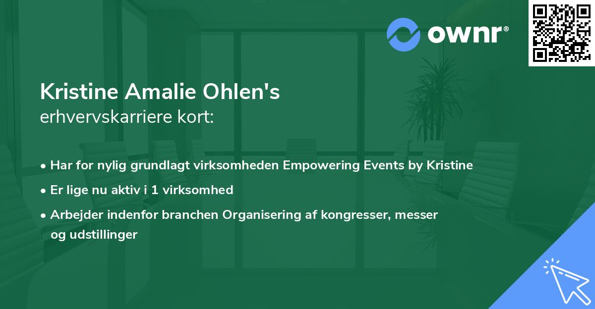 Kristine Amalie Ohlen's erhvervskarriere kort
