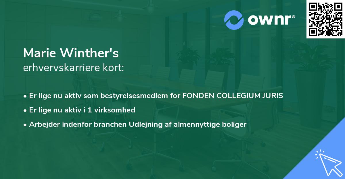 Marie Winther's erhvervskarriere kort