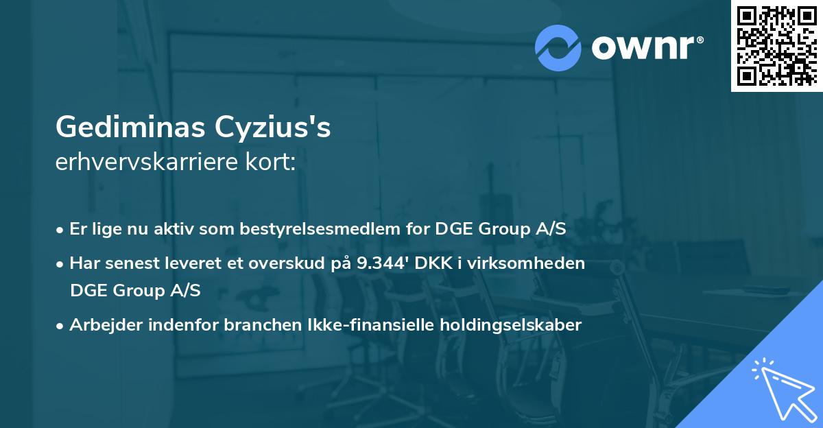 Gediminas Cyzius's erhvervskarriere kort